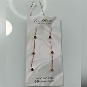 La Meno Rose Gold Threader Dangle Earrings